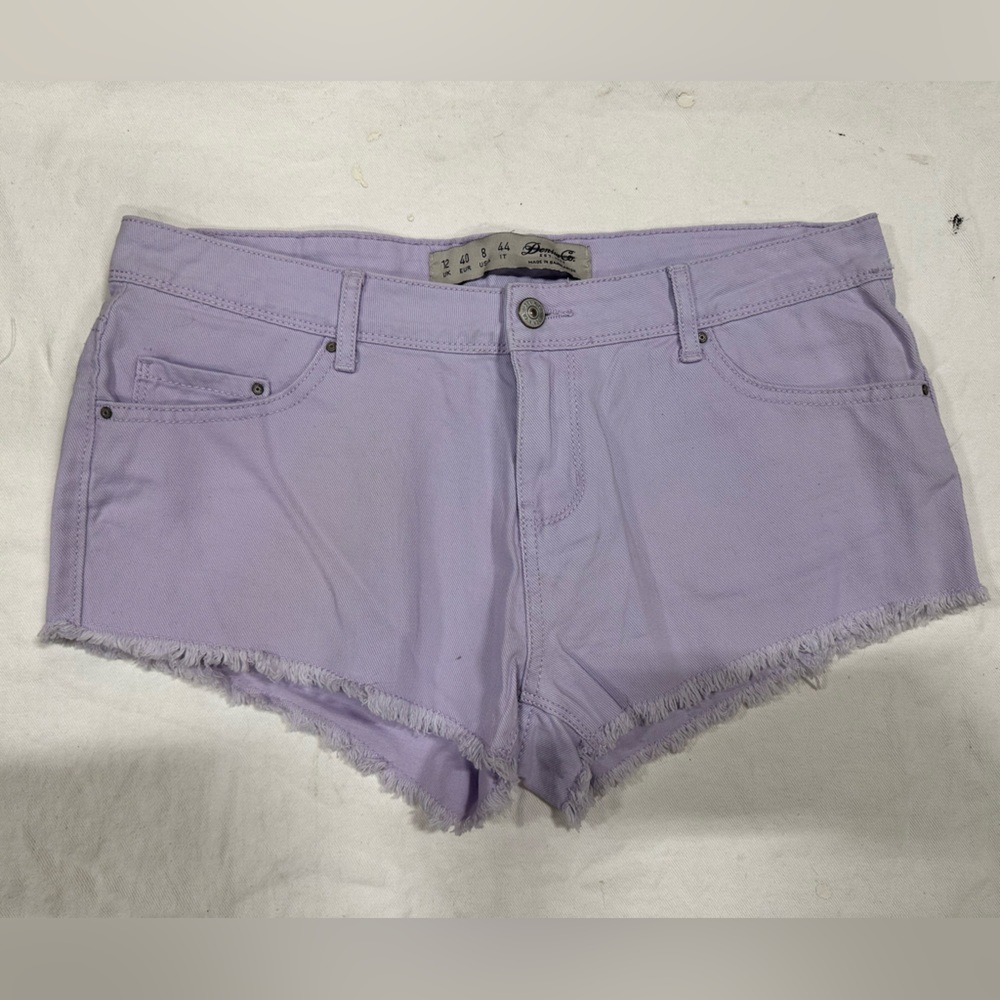 Denim&Co Purple Jean Shorts Frayed Hem